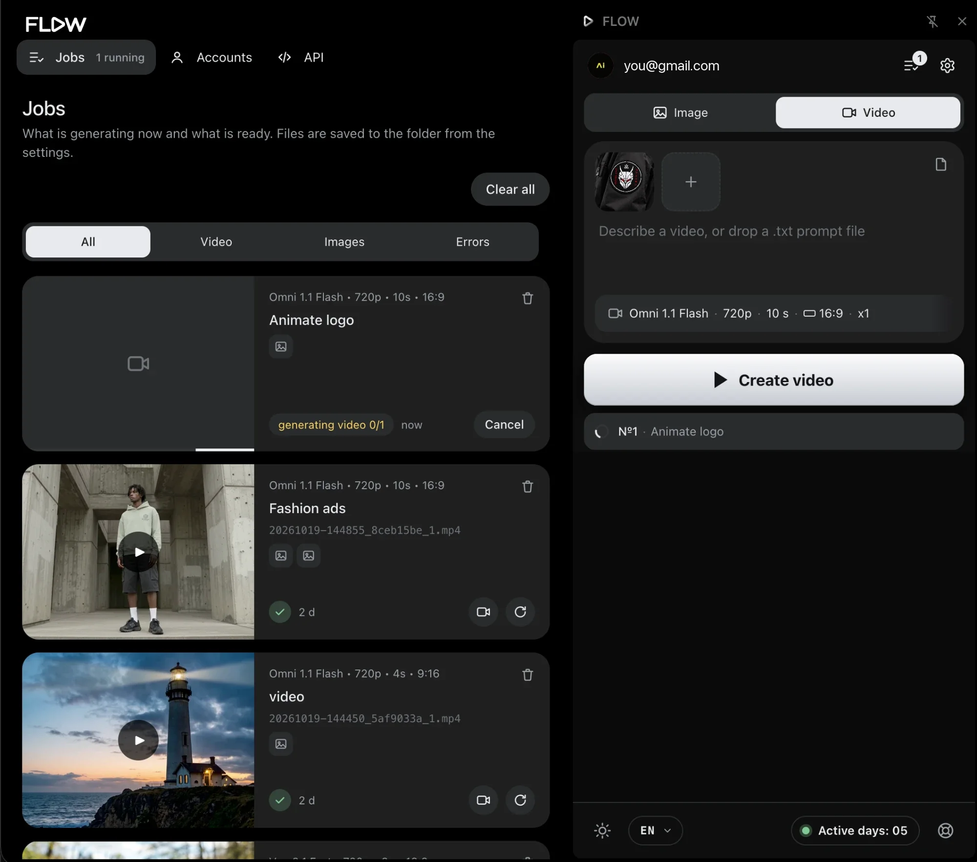 Jobs page and side panel